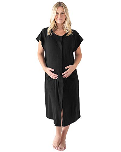 Kindred Bravely Universal Labor and Delivery Gown | 3 In 1 Labor & Delivery, Postpartum Nursing Hospital Gown (Black, S-M-L)