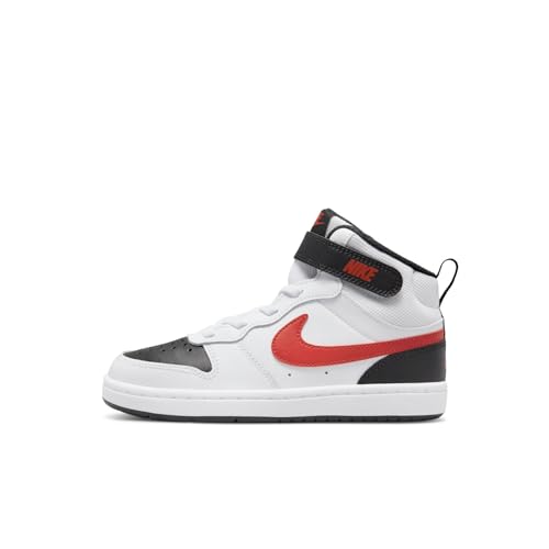 Nike Court Borough MID Basketball Shoe - Kids' White/Red 1