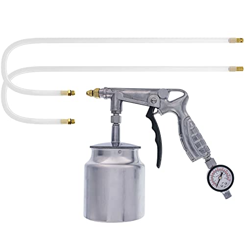 TCP Global Air Rust Proofing and Undercoating Gun with Gauge & Suction Feed Cup, 2 Wands - 22' Long Flexible Extension Wand with Multi-Directional Nozzle - Spray Truck Bed Liner, Rubberized Undercoat