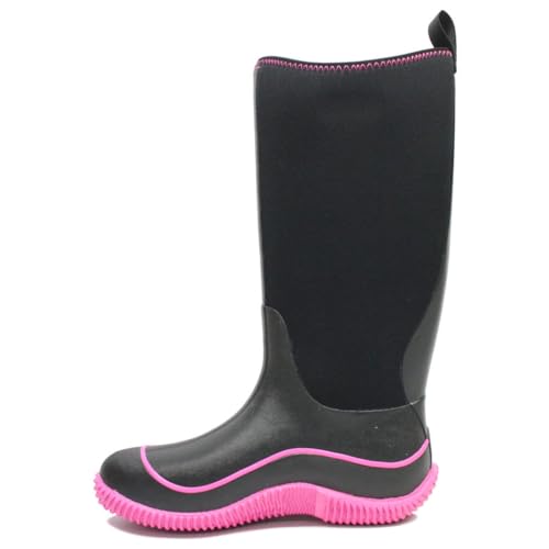 Muck Boots Hale Multi-Season Women's Rubber Boot, Black/Hot Pink, 9 M US