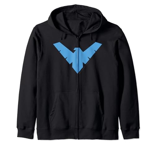 DC Comics Nightwing Classic Superhero Blue Logo Zip Hoodie