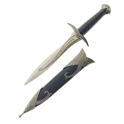 LKOQO 11' Fantasy Medieval Elvish Dagger. For Collection, Gift or Cosplay Renaissance Characters A Fair,Stainless Steel (Black)