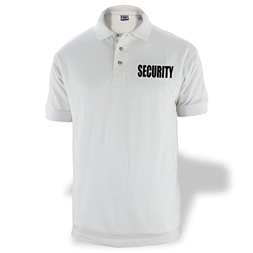 First Class Poly/Cotton Tactical Security Polo Shirts (3X-Large, White/Black Security)