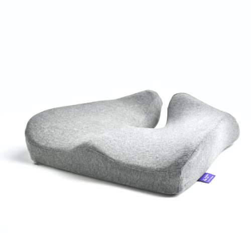 Cushion Lab Patented Pressure Relief Seat Cushion for Long Sitting Hours on Office/Home Chair, Car, Wheelchair - Extra-Dense Memory Foam for Hip, Tailbone, Coccyx, Sciatica - Light Grey