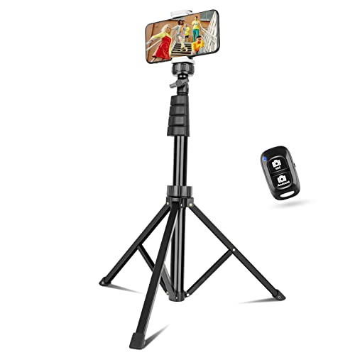Sensyne 67' Phone Tripod & Selfie Stick, Extendable Cell Phone Tripod Stand with Wireless Remote and Phone Holder, Compatible with iPhone Android Phone, Camera (Black)