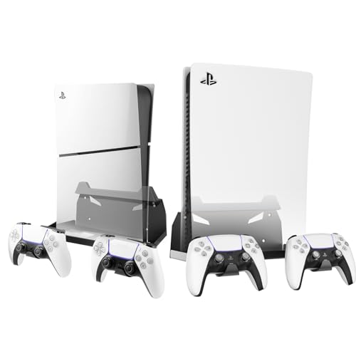 BracNova Wall Mount For PlayStation 5 Slim/PS5 (Disc&Digital)-Steel PS5 Wall Mount Kit With 2 Removable Controller Holder And Silicone Backrest-Mounts PlayStation 5 on a Wall by Your TV
