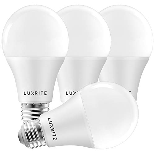 LUXRITE A19 LED Light Bulbs 100 Watt Equivalent Dimmable, 3000K Soft White, 1600 Lumens, Enclosed Fixture Rated, Standard LED Bulbs 15W, Energy Star, E26 Medium Base - Indoor and Outdoor (4 Pack)
