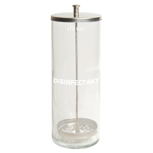 Diane Glass Disinfectant Jar for Sterilizing Hair Salon Shears, Combs, Barber Cleaning Supplies, Clippers, and Nail Tools – Large - 10” Tall x 3.4” Wide – 33 Fl Oz Capacity