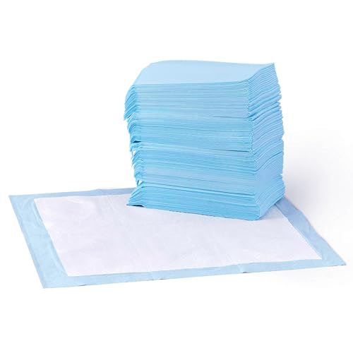 Amazon Basics Dog and Puppy Pee Pads with 5-Layer Leak-Proof Design and Quick-Dry Surface for Potty Training, Standard Absorbency, Regular Size, 22 x 22 Inch - Pack of 50, Blue & White