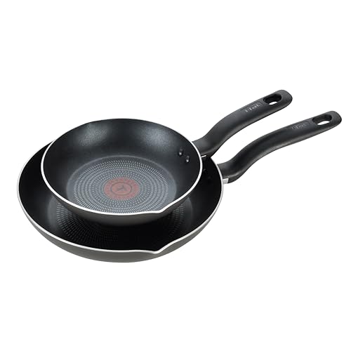 T-fal Initiatives Non Stick Fry Pan 2 Piece Set, 8.5, 10 Inch, Oven Broiler Safe 350F, Cookware, Kitchen Cooking Set, Skillets, Frying Pans, Egg Pan, Omelet Pan, Pots and Pans, Dishwasher Safe, Black