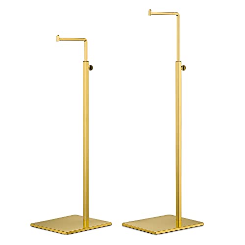 Elitnus Gold Purse Display Stands - 2 Pack Adjustable Height Purse Display Stand - Metal Handbag Display Stand Set - Single L Hanging Hook Bag Stand for Boutique Store