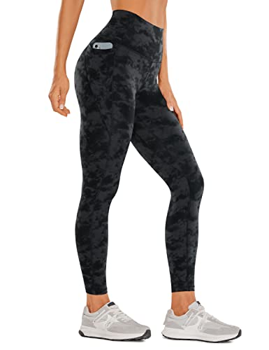 CRZ YOGA Womens Butterluxe Workout Leggings 25 Inches - High Waisted Gym Yoga Pants with Pockets Buttery Soft Tie Dye Smoke Ink Medium