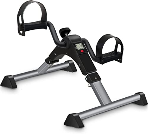 GOREDI Under Desk Exercise Bike Pedal Exerciser, Fully Assembled Pedal Exerciser for Seniors, Foldable Mini Exercise Bike for Office Fitness with LCD Display, Peddler Exerciser for Arm & Leg Workout