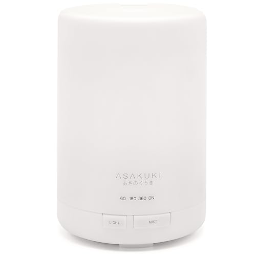 ASAKUKI Essential Oil Diffuser, 5-in-1 Quiet Humidifier, Natural Home Fragrance Aroma Diffuser with 7 LED Color Changing Light and Auto-Off Safety Switch (Pure White)
