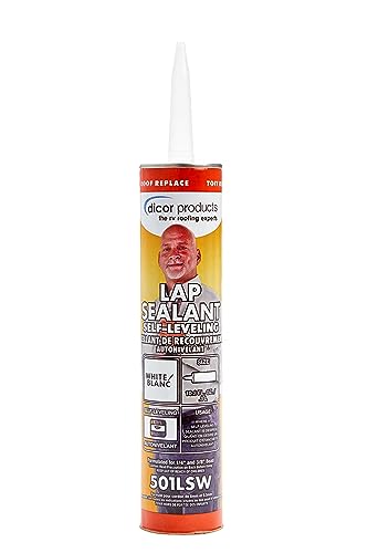 Dicor 501LSW-1 HAPS-Free Self-Leveling Lap Sealant for horizontal surfaces - 10.3 Oz, White, Secure, Ideal for RV Roofing, Maintenance, Repair, Appliance Application