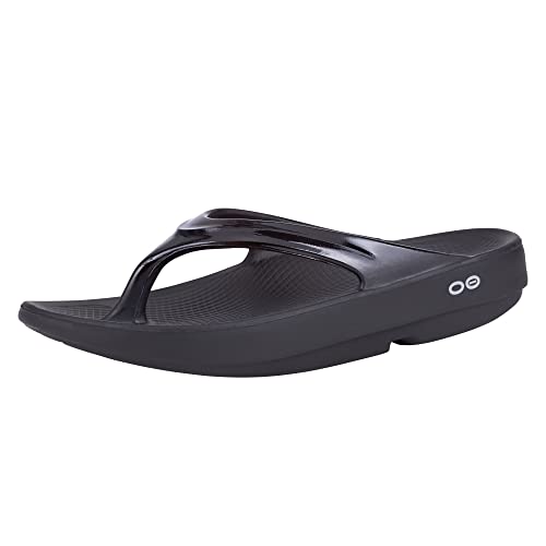 OOFOS OOlala Sandal, Black - Women’s Size 9 - Lightweight Recovery Footwear - Reduces Stress on Feet, Joints & Back - Machine Washable