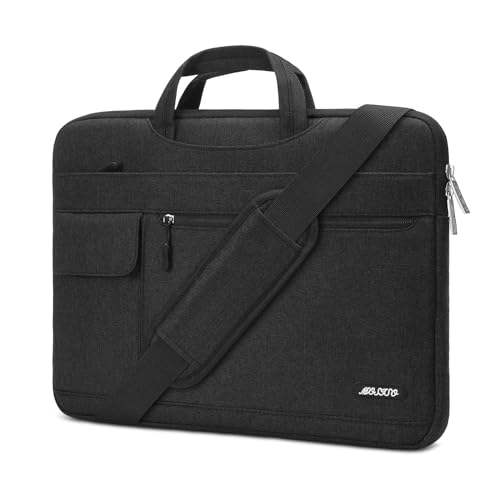 MOSISO Laptop Shoulder Bag Compatible with MacBook Air 13 inch M2 A2681 M1 A2337 A2179 A1932/Pro 13 M2 M1 A2338 A2251 A2289 A2159 A1989 A1706 A1708,Polyester Flapover Briefcase Sleeve Case, Black