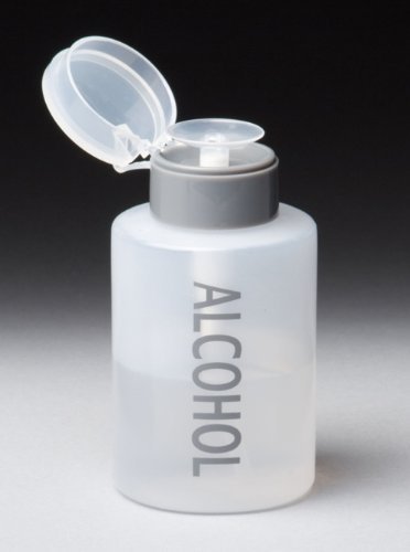 Beauticom 9 oz Alcohol Labeled Push Down Liquid Pumping Dispenser - Empty Bottle, Professional, Personal, Laboratory, Dentist, Salon, Nail Care, Hospital use (9 oz, Gray w/Alcohol Imprinted)