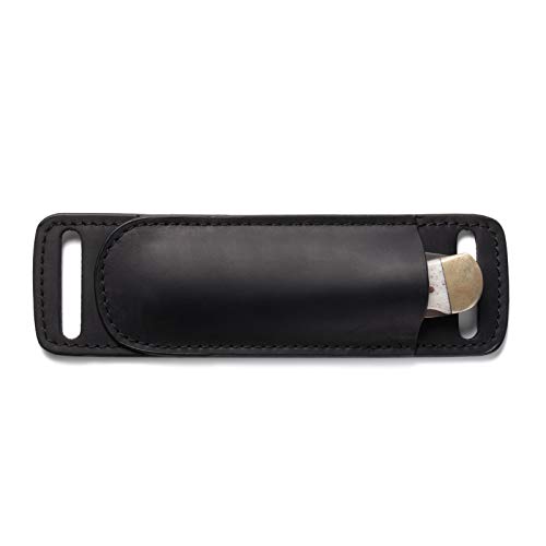 Gentlestache Leather Knife Sheaths for Belt, Knife Holster, Pocket Knife Sheath, EDC Leather Sheath for Folding Knife Carrier Black