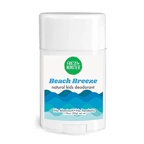 Fresh Monster Natural Deodorant for Kids and Teens I Aluminum-Free, Paraben-Free and Hypoallergenic I Dermatologist Tested I 24-Hour Protection I Beach Breeze Scent I 1.76 oz I 1 Count