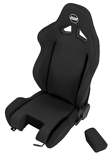 Racing and Flight Sim Seat, Simulator Cockpit. Sliding Rails Included. Black on Black. Functional Seat Base Cutout For Flight Sim Stick Or Helicopter Cyclic. Breathable Fabric