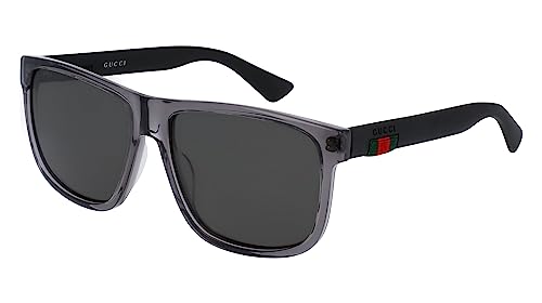 Gucci Men's GG0010S-004-58 Rectangular Sunglasses, Grey (Grey/Grey), 58