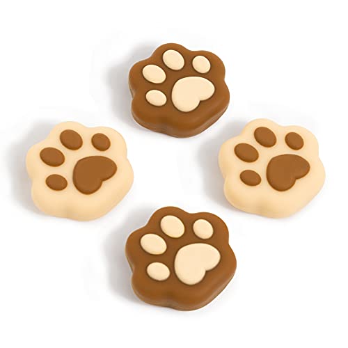 GeekShare 4PCS Cat Paw Shape Thumb Grip Caps,Soft Silicone Joystick Cover Compatible with Nintendo Switch/OLED/Switch Lite (Milk Tea Brown)
