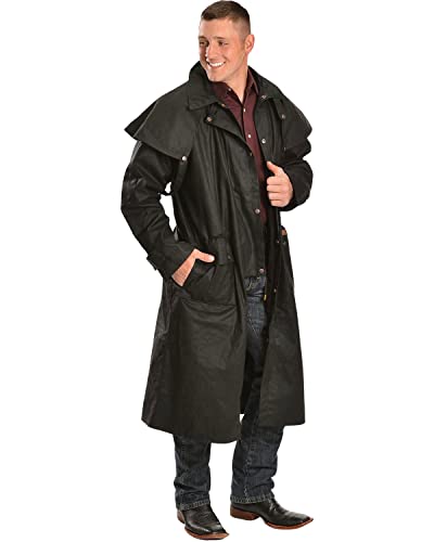 Outback Trading L None 2042 Low Rider Waterproof Breathable Full-Length Oilskin Duster Coat, Black, Large