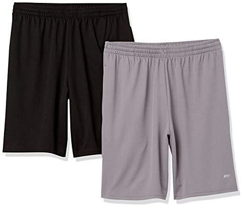 Amazon Essentials Men's Performance Tech Loose-Fit Shorts (Available in Big & Tall), Pack of 2, Black/Grey, X-Large
