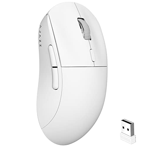 ATTACK SHARKxAJAZZ AJ199 Wireless Gaming Mouse,ROG 59g Ultra Lightweight[26K DPI Optical PAW3395 Sensor][1000Hz Polling Rate],Esports Wired USB C Cable Mice,Slient Click 6 Custom keys For PC PS4 White