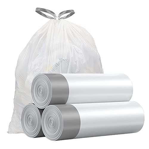 UhomeyUhao Small Trash Bags 4 Gallon - Drawstring, Individual Unscented Small Garbage Bags, White Trash Can Liners For Bathroom, 57 Count