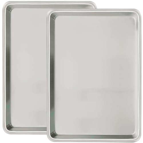 Commercial Quality Baking Sheet Pan Set, Natural Aluminum Cookie Sheet, Umite Chef Warp Resistant Nonstick Baker's Half Sheet Pan, Large Thick Cookie Tray Pans for Baking, Roasting(2 Pack, 18X13Inch)