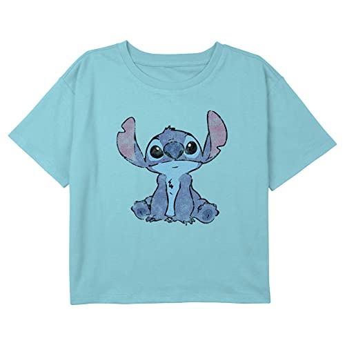 Disney Girl's Lilo & Stitch Watercolor Stitch T-Shirt - Blue - X Large