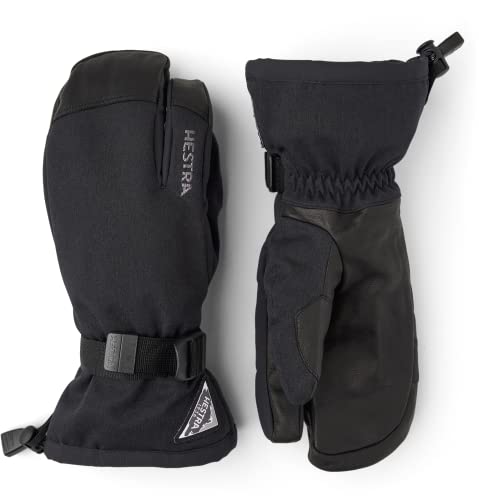 Hestra Unisex Powder Gauntlet 3-Finger Glove I Leather Glove for Alpine Skiing & Everyday Winter Wear - Black - 9