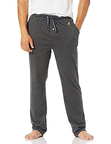 Nautica Men's Soft Knit Sleep Lounge-Pant, Charcoal Heather, Large
