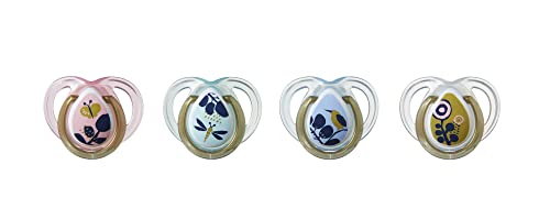 Tommee Tippee Moda Pacifiers, Symmetrical Design, BPA-Free Silicone Binkies, 0-6m, 4-Count