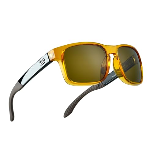 Bnus italy made classic sunglasses corning real glass lens w. polarized option (B7066 Crystal Brown / B15 Polarized, Glass Lens)