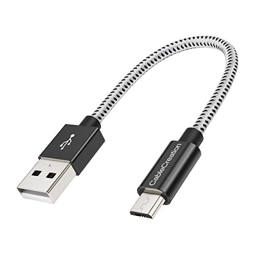 CableCreation Short Micro USB Cable, USB to Micro USB 24 AWG Triple Shielded Fast Charger Cable, Compatible with PS5/PS4, Raspberry Pi Zero, Chromecast, Phone, 0.5FT/6 inch Black