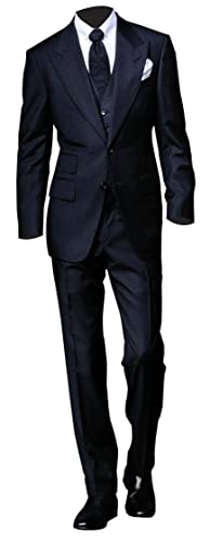 CHICAGO-FASHIONS Mens Spectre James Bond Daniel Craig 3 Piece Black Suit, X-Large