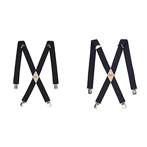 Dickies Men's 1-1/2 Solid Straight Clip Suspender, Black/Navy, One Size