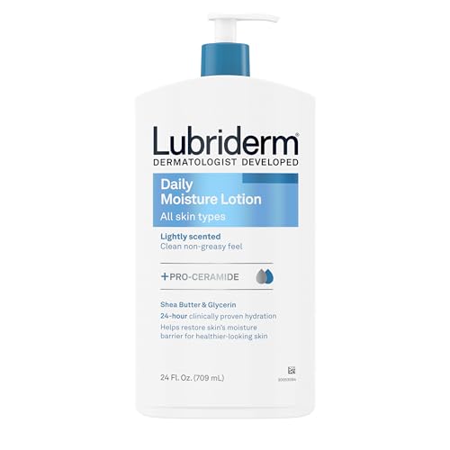 Lubriderm Daily Moisture Lotion + Pro-Ceramide with Shea Butter & Glycerin Helps Moisturize Dry Skin, Hydrating Face, Hand & Body Lotion is Lightly Scented & Non-Greasy, 24 fl. oz