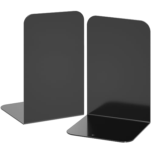 VFINE Bookends 1 Pair, Bookends for Shelves, Metal Black Book Ends for Shelves, Book Ends for Heavy Books, Book Shelf Holder for Home Office