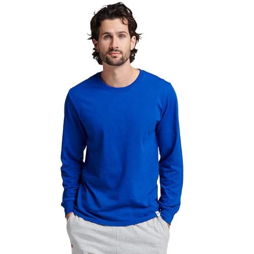 Russell Athletic mens Cotton Performance Long Sleeve T-Shirt, Royal, 3XL