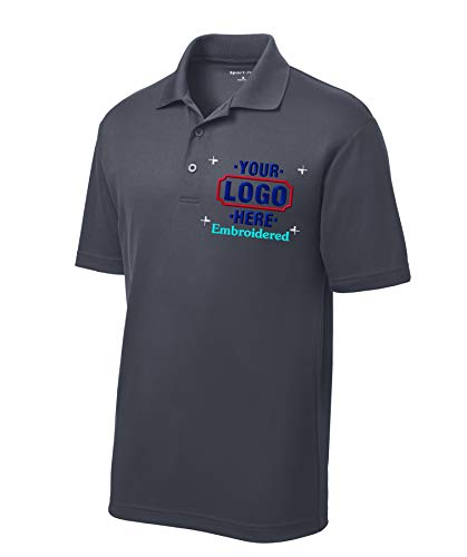 Men's Custom Golf Shirt. Custom Embroidered Polo Shirt/Golf Shirt (M, Graphite Grey)