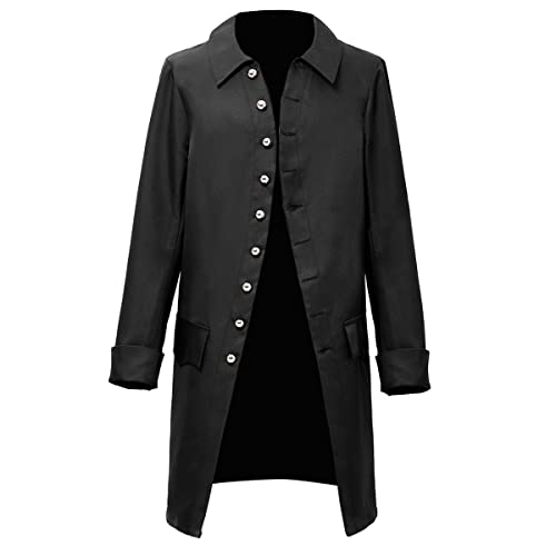 BLESSUME Steampunk Victorian Frock Coat Colonial Men Jacket (Black, L)