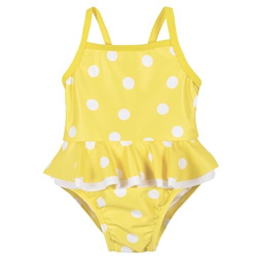 Gerber Girls' One-Piece Swimsuit, Yellow White Polka Dot, 3-6 Months