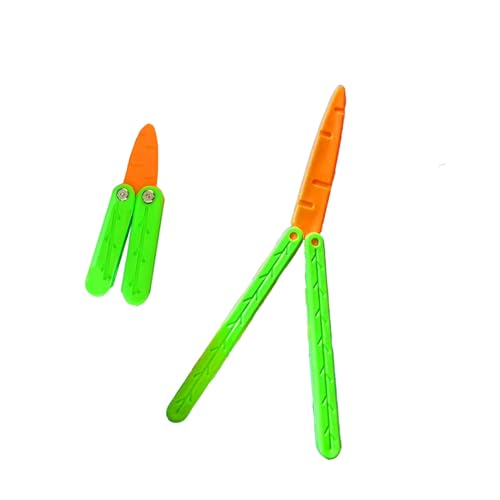 RMISODO 2 Pcs Carrot Butterfly Fidget Knife Toy, Colorful and Novel Shape, Made with 3D Printing Technology, Sturdy and Durable, Perfect Stress Relief Toy, 1 Big 1 Small