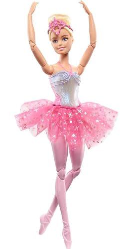 Barbie Dreamtopia Doll, Twinkle Lights Posable Ballerina with 5 Light-Up Shows, Sparkly Pink Tutu, Blonde Hair & Hair Accessory