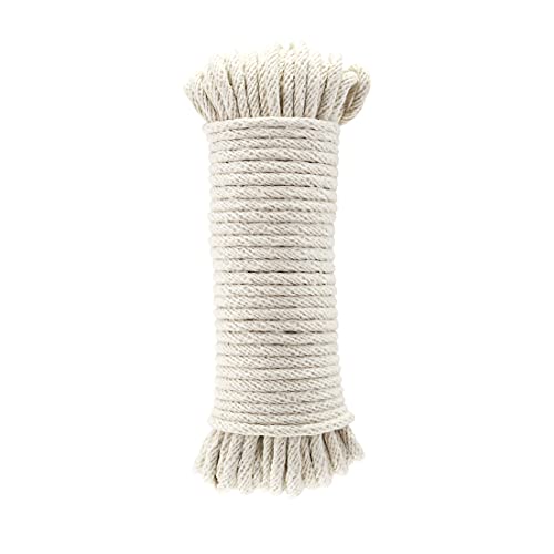 Amazon Basics Natural Cotton Braided Rope, All-Purpose, Clothesline, 3/16 Inch x 50 Foot (4.5mm x 15m), Off White