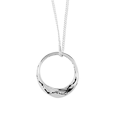 Cherishables Footprints in The Sand Engraved Mobius Circle Silver Plated 18 inch Pendant Necklace